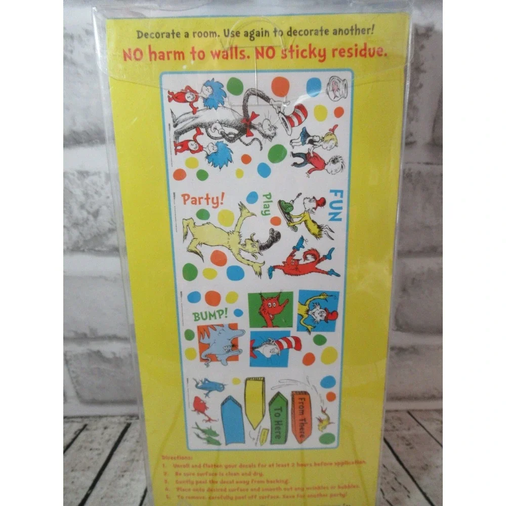 Dr Seuss removeable wall decorations decals Cat in Hat Horton Thing 1 2 Sam I am